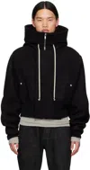 Rick Owens Black Porterville Cropped Alice Bomber Jacket In 09 Black