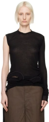 Rick Owens Black Porterville Cropped Banana Long Sleeve T-shirt In 09 Black