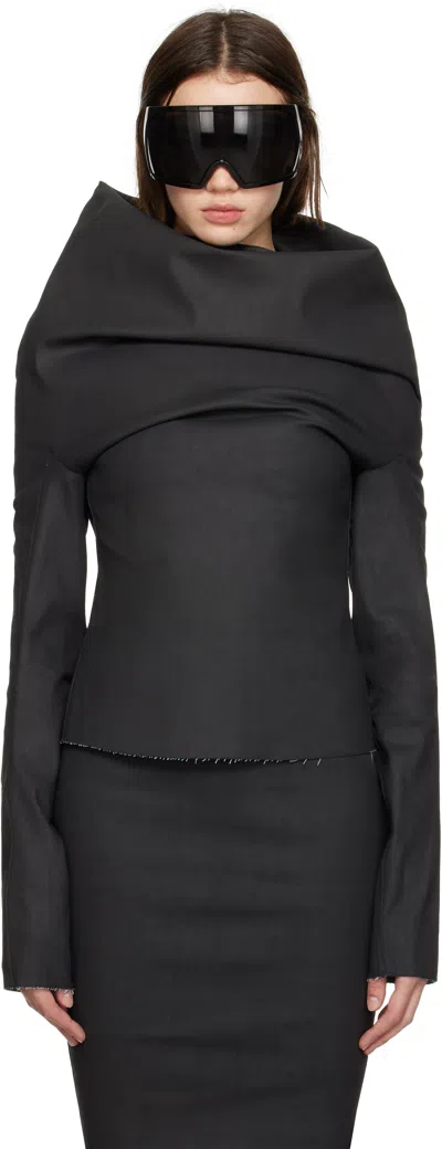 Rick Owens Black Porterville Draped Ls Blouse In 09 Black