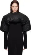 Rick Owens Black Porterville Duvetina Shroud Leather Down Jacket In 09 Black