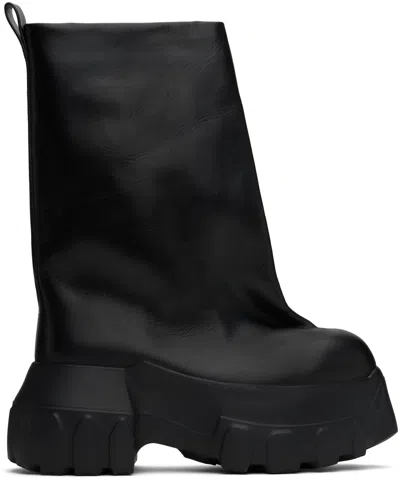 Rick Owens Black Hollywood Flared Mega Tractor Boots In 09 Black