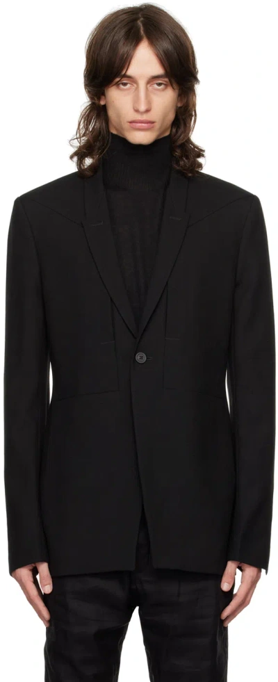 Rick Owens Single-breasted Virgin Wool Blazer In Black