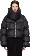 Rick Owens Black Porterville Funnel Neck Down Jacket In 09 Black
