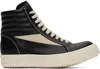 Rick Owens Black Porterville High Vintage Sneakers In 911 Black/milk