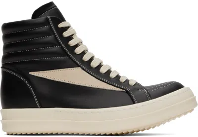 Rick Owens Black Porterville High Vintage Trainers In 911 Black/milk