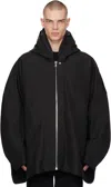 RICK OWENS BLACK PORTERVILLE HOODED PETER DOWN JACKET