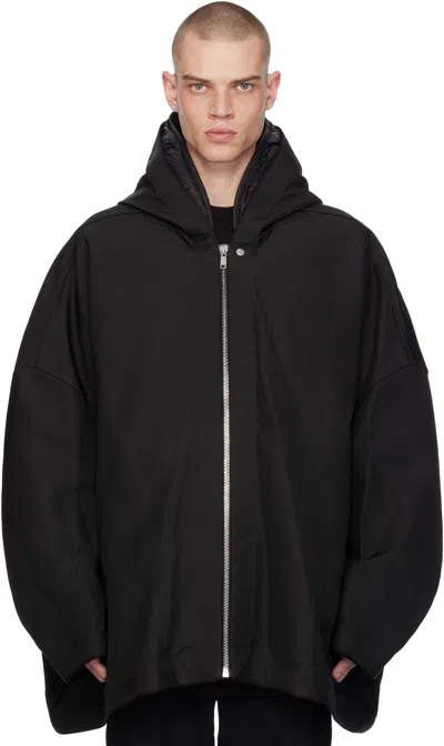 Rick Owens Black Porterville Hooded Peter Down Jacket In 09 Black