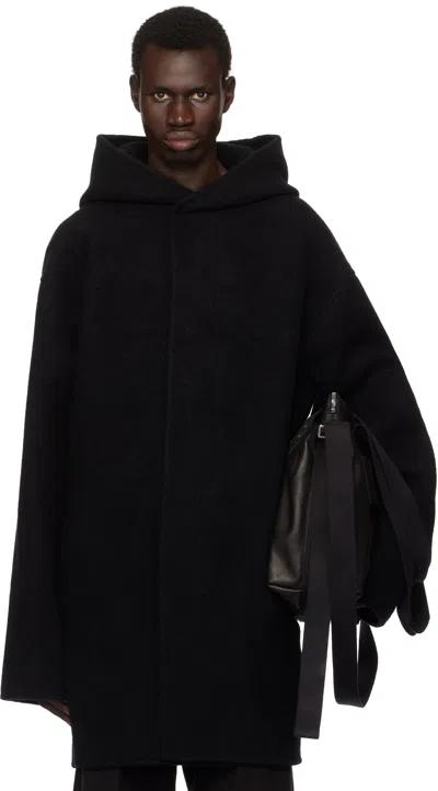 Rick Owens Black Porterville Hooded Robe Jacket In 09 Black