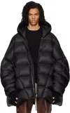 Rick Owens Black Porterville Jumbo Hooded Peter Down Jacket In Black