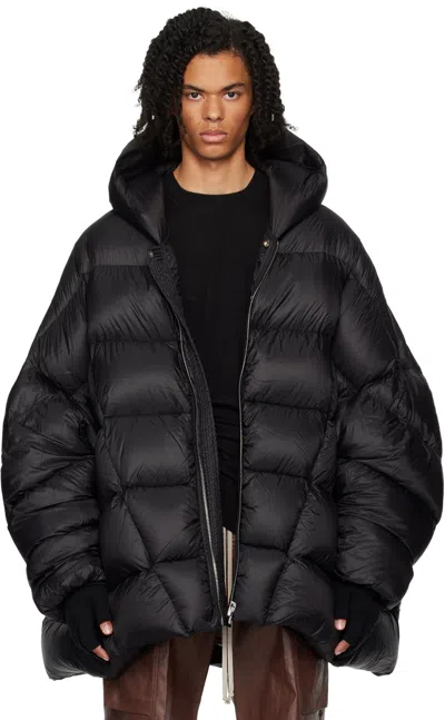 Rick Owens Black Porterville Jumbo Hooded Peter Down Jacket In 09 Black