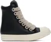 Rick Owens Ssense Exclusive Black Kembra Pfahler Edition Jumbo Lace Sneakers In 911 Black/milk/milk