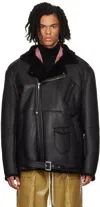 Rick Owens Black Porterville Jumbo Luke Stooges Shearling Jacket In 909 Black/black