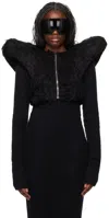 Rick Owens Black Porterville Kunst Zip Front Cardigan In 09 Black