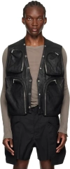 Rick Owens Sleek Leather Cargo Vest Size 48 In 09 Black