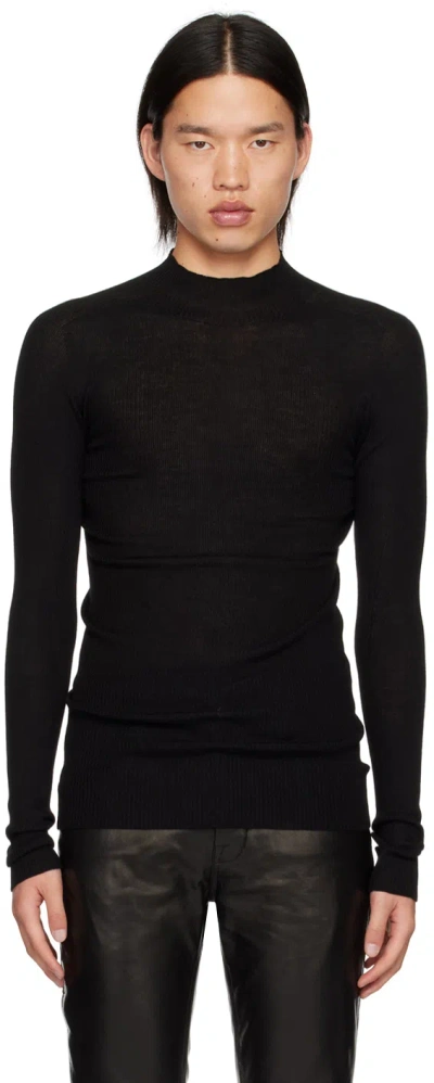 Rick Owens Black Porterville Level Lupetto Sweater In 09 Black