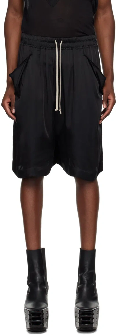 Rick Owens Black Porterville Lido Shorts In 09 Black