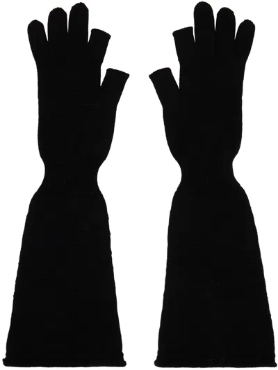 Rick Owens Black Porterville Opera Gloves In 09 Black