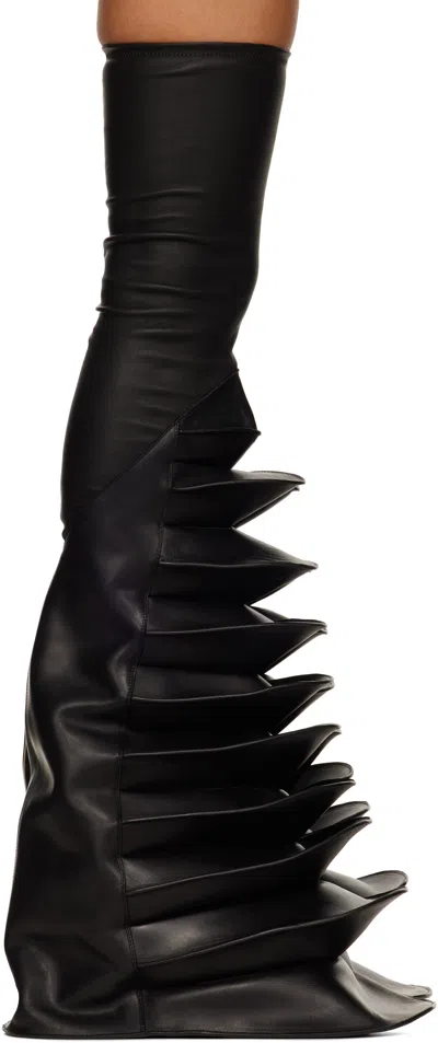 Rick Owens Black Porterville Rhino Cargoflares Tall Boots In 09 Black