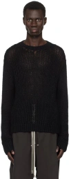 Rick Owens Black Porterville Round Neck Sweater In 09 Black