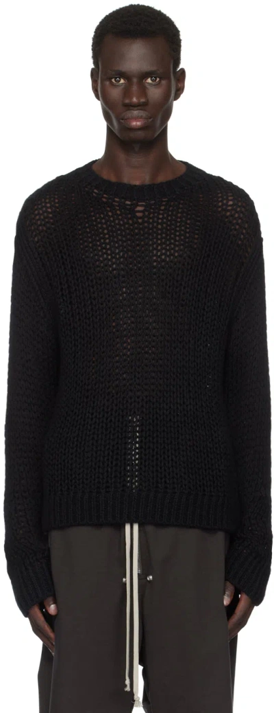 Rick Owens Black Porterville Round Neck Sweater In 09 Black