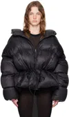 Rick Owens Adjustable Waist Tie Quilted Jacket In Black