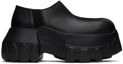 Rick Owens Black Porterville Slip On Mega Tractor Loafers In 99 Black/black