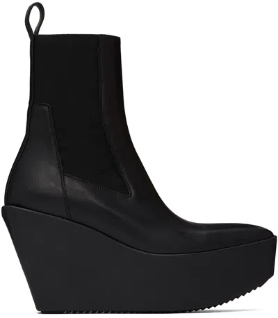 Rick Owens Black Porterville Sliver Platform Beatle Boots In 09 Black