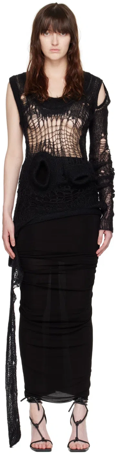 Rick Owens Black Porterville Spider Banana Sweater In 09 Black