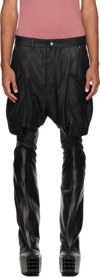 Rick Owens Black Porterville Stefan Cargo Shorts In 09 Black