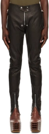 Rick Owens Black Porterville Tight Gary Leather Trousers In 09 Black