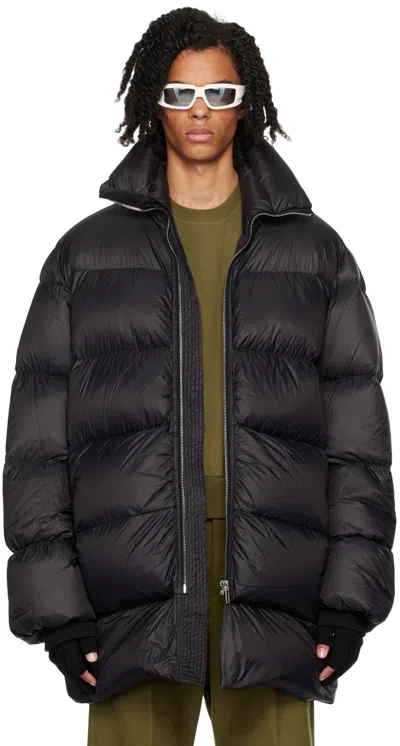 Rick Owens Black Porterville Turtle Down Coat In 09 Black