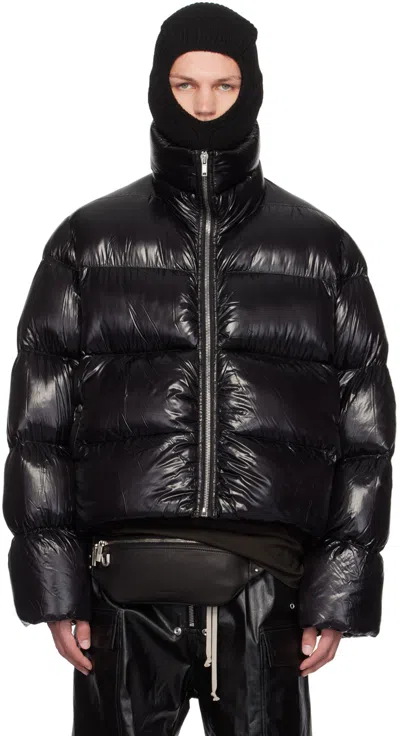 Rick Owens Blue Turtle Down Jacket In 09 Black