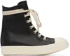 Rick Owens Black Porterville Washed Calf Sneakers In 911 Black/milk