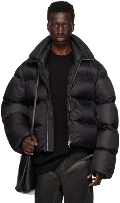 Rick Owens Black Porterville Zip Down Jacket In 09 Black