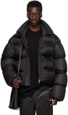 Rick Owens Black Porterville Jumbo Hooded Peter Down Jacket In 09 Black