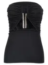 Rick Owens Off-the-shoulder Black Prong Bustier Top With Draping In Black