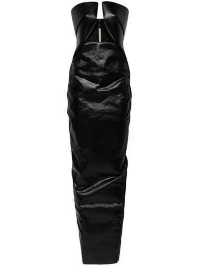 Rick Owens Strapless Cut-out Maxi Dress In Schwarz