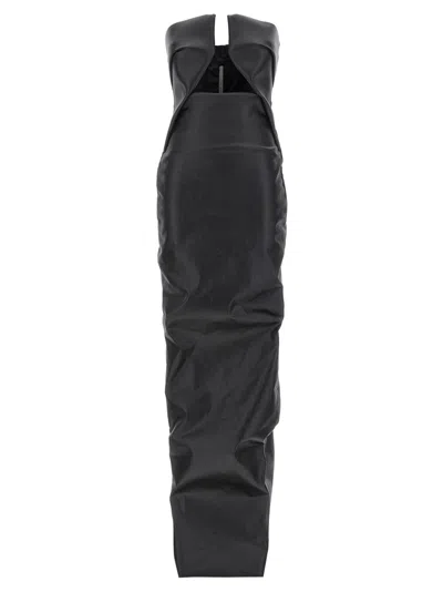 RICK OWENS BLACK PRONG GOWN DRESS