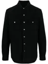 Rick Owens Long-line Felted Cotton Shirt In Black