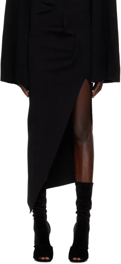 Rick Owens Black Rent Midi Skirt In 09 Black
