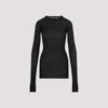 Rick Owens Ribbed Long-sleeve Top With Signature Back Stitching In Black
