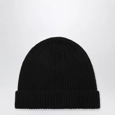 Rick Owens Black Ribbed Cashmere Blend Mini Beanie In Yellow