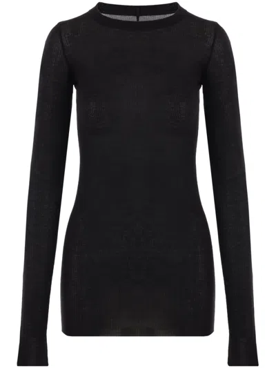 RICK OWENS BLACK RIBBED T-SHIRT