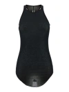 Rick Owens Black Ribbed Tank Top With Curved Hem In Viscose And Silk Blend Woman In Black