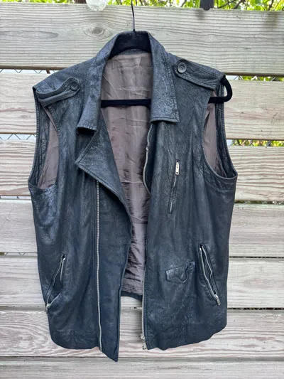 Pre-owned Rick Owens Black  Blistered Leather Vest