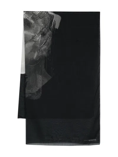 Rick Owens Ron Athey-print Scarf In Black