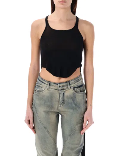 Rick Owens Black Round Neck Crop Top