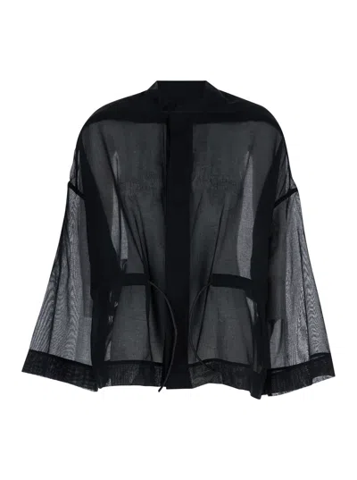 Rick Owens Black Sail Semi-sheer Bomber Jacket In Black Cotton Woman