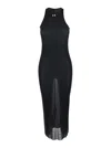 Rick Owens Black Semi-transparent Sheath Dress In Viscose And Silk Blend Woman In Black