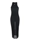 Rick Owens Black Semi-transparent Sheath Dress In Viscose And Silk Blend Woman In Black